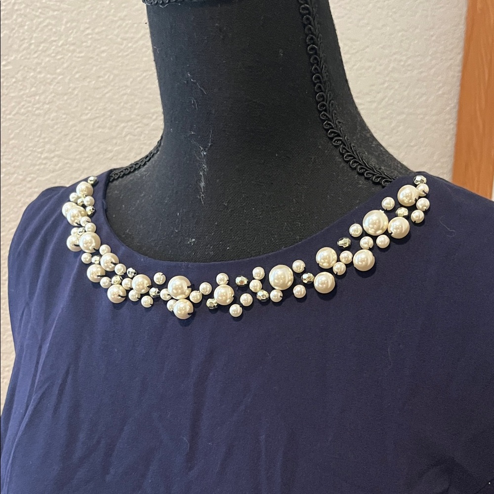 Eliza J Navy Dress with Pearl Embellishments - Picture 2 of 4
